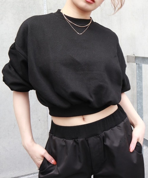 FIG&VIPER（フィグアンドバイパー）の「ボリュームスリーブショートPO（Tシャツ/カットソー・レディース・ライトグレー/ブラック/ライトピンク・FREE）」の2枚目の写真