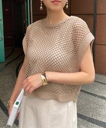 リネンタッチフィッシュネットベスト