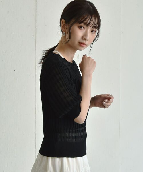 RETRO GIRL（レトロガール）の「柄編みシアーニット（Tシャツ/カットソー・レディース・ホワイト/グリーン/ブラック・FREE）」の12枚目の写真