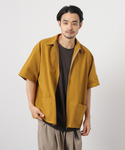 JOURNAL STANDARD(ジャーナルスタンダード)の「T/C ストライプ バーバージャケット(シャツ/ブラウス・メンズ・ネイビー/イエロー/アイボリー/ブラック系その他・MEDIUM/LARGE)」の4枚目の写真