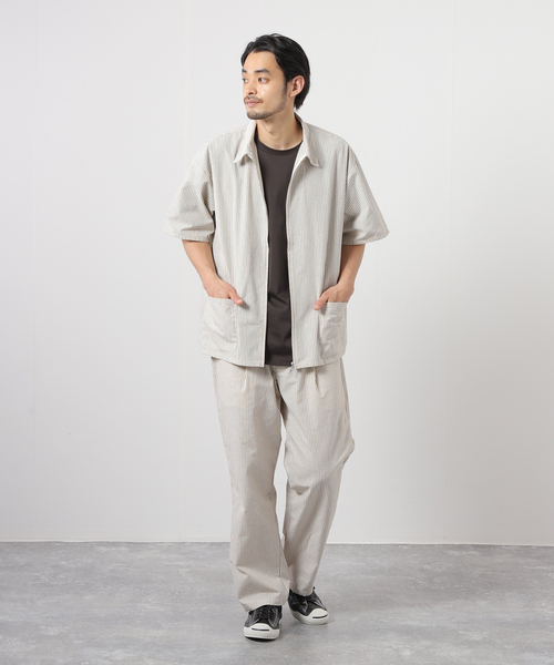 JOURNAL STANDARD(ジャーナルスタンダード)の「T/C ストライプ バーバージャケット(シャツ/ブラウス・メンズ・ネイビー/イエロー/アイボリー/ブラック系その他・MEDIUM/LARGE)」の5枚目の写真