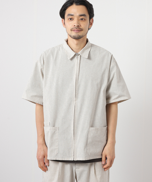 JOURNAL STANDARD(ジャーナルスタンダード)の「T/C ストライプ バーバージャケット(シャツ/ブラウス・メンズ・ネイビー/イエロー/アイボリー/ブラック系その他・MEDIUM/LARGE)」の6枚目の写真