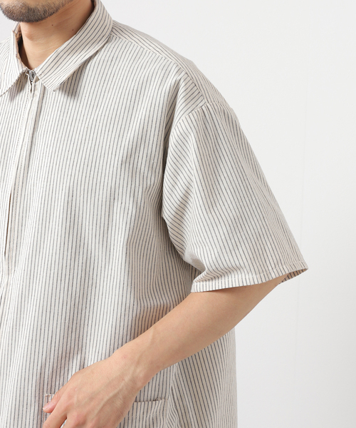 JOURNAL STANDARD(ジャーナルスタンダード)の「T/C ストライプ バーバージャケット(シャツ/ブラウス・メンズ・ネイビー/イエロー/アイボリー/ブラック系その他・MEDIUM/LARGE)」の12枚目の写真
