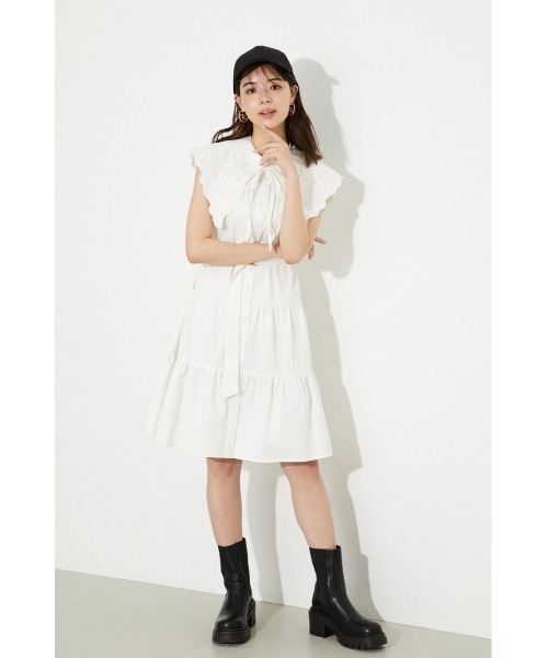 レース刺繍襟付きティアードデニムワンピース ワンピース Rienda リエンダ のファッション通販 Zozotown