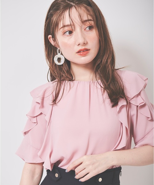 31 Sons de mode（トランテアン　ソン　ドゥ　モード）の「ジョーゼットエアリーブラウス（シャツ/ブラウス・レディース・ブラック/オフホワイト/ピンク・36）」の3枚目の写真
