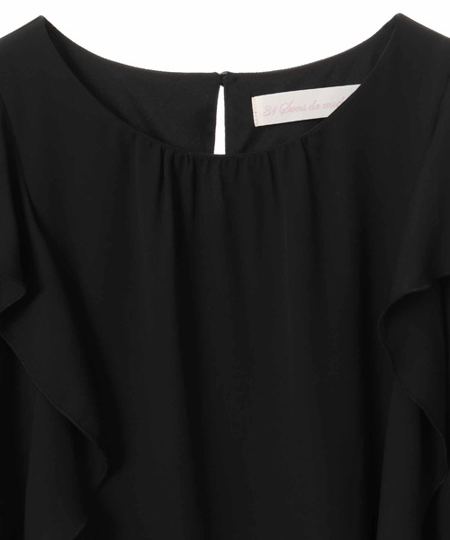 31 Sons de mode（トランテアン　ソン　ドゥ　モード）の「ジョーゼットエアリーブラウス（シャツ/ブラウス・レディース・ブラック/オフホワイト/ピンク・36）」の4枚目の写真