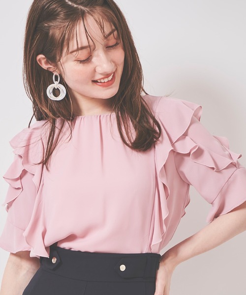 31 Sons de mode（トランテアン　ソン　ドゥ　モード）の「ジョーゼットエアリーブラウス（シャツ/ブラウス・レディース・ブラック/オフホワイト/ピンク・36）」の12枚目の写真