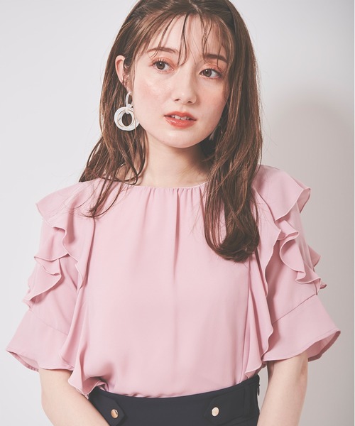 31 Sons de mode（トランテアン　ソン　ドゥ　モード）の「ジョーゼットエアリーブラウス（シャツ/ブラウス・レディース・ブラック/オフホワイト/ピンク・36）」の10枚目の写真