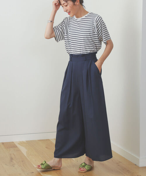 BEAMS HEART（ビームスハート）の「BEAMS HEART / 変形アームホール ボーダープルオーバー（Tシャツ/カットソー・レディース・ブラック/オフホワイト/オリーブ・FREE）」の6枚目の写真