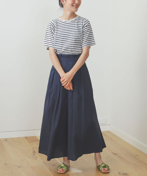 BEAMS HEART（ビームスハート）の「BEAMS HEART / 変形アームホール ボーダープルオーバー（Tシャツ/カットソー・レディース・ブラック/オフホワイト/オリーブ・FREE）」の7枚目の写真