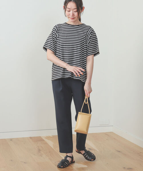 BEAMS HEART（ビームスハート）の「BEAMS HEART / 変形アームホール ボーダープルオーバー（Tシャツ/カットソー・レディース・ブラック/オフホワイト/オリーブ・FREE）」の10枚目の写真