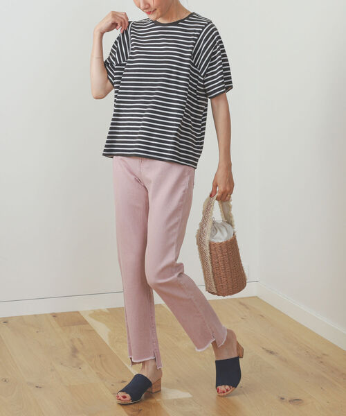 BEAMS HEART（ビームスハート）の「BEAMS HEART / 変形アームホール ボーダープルオーバー（Tシャツ/カットソー・レディース・ブラック/オフホワイト/オリーブ・FREE）」の17枚目の写真