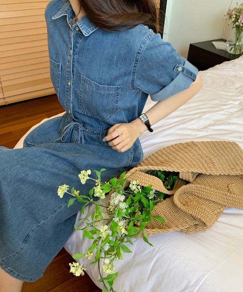 Doula Doula（ドゥーラドゥーラ）の「デニムワンピース（ワンピース・レディース・ライトブルー/ダークブルー・FREE）」の20枚目の写真
