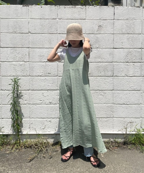 JUGLANS(ユグランス)の「☆ ドラマティックな仕上がり。サッカーストライプキャミワンピース 343102(ワンピース・レディース・ホワイト/ミント・FREE)」の11枚目の写真