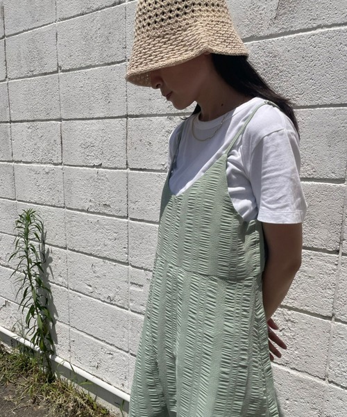 JUGLANS(ユグランス)の「☆ ドラマティックな仕上がり。サッカーストライプキャミワンピース 343102(ワンピース・レディース・ホワイト/ミント・FREE)」の14枚目の写真