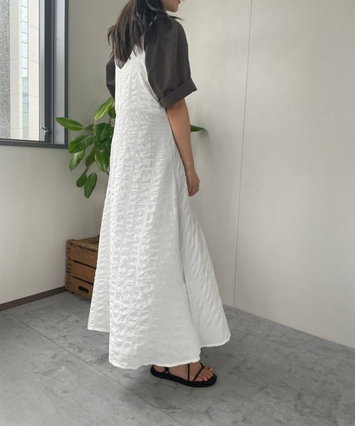 JUGLANS(ユグランス)の「☆ ドラマティックな仕上がり。サッカーストライプキャミワンピース 343102(ワンピース・レディース・ホワイト/ミント・FREE)」の5枚目の写真