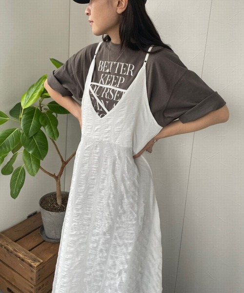 JUGLANS(ユグランス)の「☆ ドラマティックな仕上がり。サッカーストライプキャミワンピース 343102(ワンピース・レディース・ホワイト/ミント・FREE)」の7枚目の写真