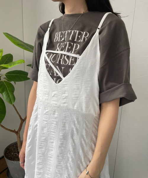 JUGLANS(ユグランス)の「☆ ドラマティックな仕上がり。サッカーストライプキャミワンピース 343102(ワンピース・レディース・ホワイト/ミント・FREE)」の8枚目の写真