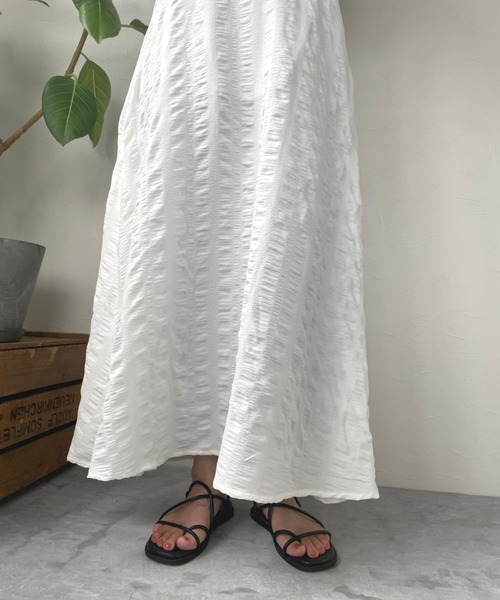 JUGLANS(ユグランス)の「☆ ドラマティックな仕上がり。サッカーストライプキャミワンピース 343102(ワンピース・レディース・ホワイト/ミント・FREE)」の9枚目の写真