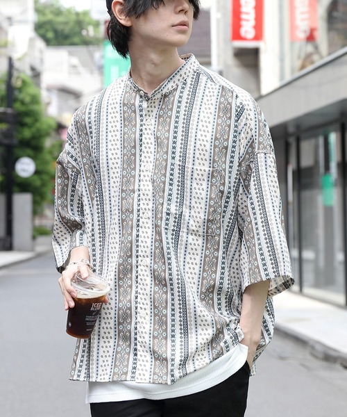 8(eight)(エイト)の「ビックバンドカラーシャツ(シャツ/ブラウス・メンズ・チャコールグレー/ベージュ/ブラウン/サックスブルー/ブルー/マルチ・LARGE/MEDIUM)」の3枚目の写真