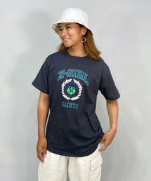 【ムラサキスポーツ別注】X-GIRL/エックスガール  ビッグシルエット/オーバーサイズ/カレッジ風ロゴTシャツ   105221011022