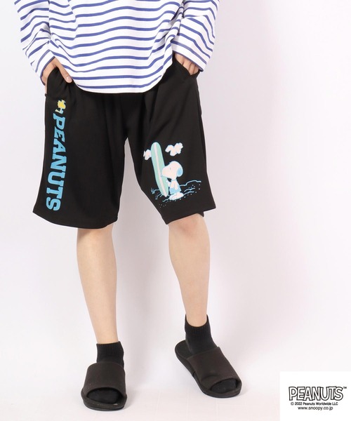 PEANUTS(ピーナッツ)の「PEANUTS スヌーピー ハーフパンツ ドライ素材 夏物(その他パンツ・レディース・ブラック/ネイビー/グレー/ピンク/ブラック系その他/グレイッシュブルー・LL/M/L)」の3枚目の写真