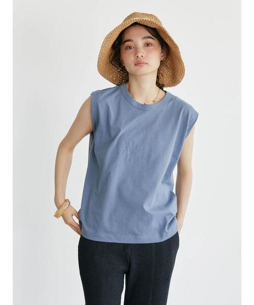 AMERICAN HOLIC（アメリカンホリック）の「ショルダータックフレンチスリーブカットプルオーバー（Tシャツ/カットソー・レディース・チャコールグレー/ベージュ/オフホワイト/ブルー・M/L）」の8枚目の写真