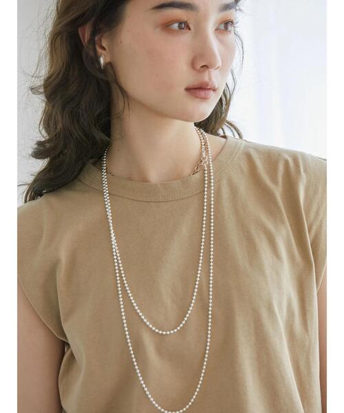 AMERICAN HOLIC（アメリカンホリック）の「ショルダータックフレンチスリーブカットプルオーバー（Tシャツ/カットソー・レディース・チャコールグレー/ベージュ/オフホワイト/ブルー・M/L）」の14枚目の写真