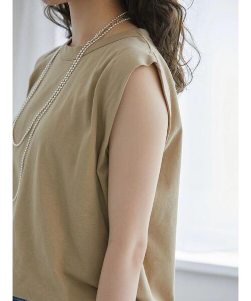 AMERICAN HOLIC（アメリカンホリック）の「ショルダータックフレンチスリーブカットプルオーバー（Tシャツ/カットソー・レディース・チャコールグレー/ベージュ/オフホワイト/ブルー・M/L）」の15枚目の写真