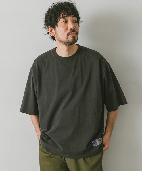 Russell Athletic（ラッセルアスレティック）の「『別注』RUSSELL ATHLETIC×DOORS　オーバーダイヘビーオンスTシャツ（Tシャツ/カットソー・メンズ・グリーン/ホワイト系その他/ブルー系その他/スミクロ・MEDIUM/LARGE/X-LARGE）」の3枚目の写真