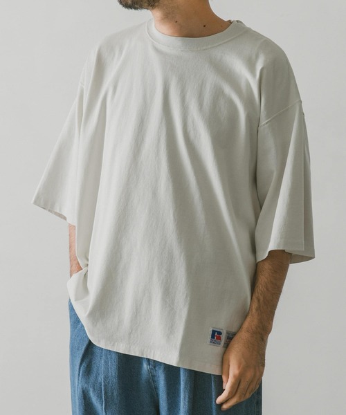 Russell Athletic（ラッセルアスレティック）の「『別注』RUSSELL ATHLETIC×DOORS　オーバーダイヘビーオンスTシャツ（Tシャツ/カットソー・メンズ・グリーン/ホワイト系その他/ブルー系その他/スミクロ・MEDIUM/LARGE/X-LARGE）」の5枚目の写真