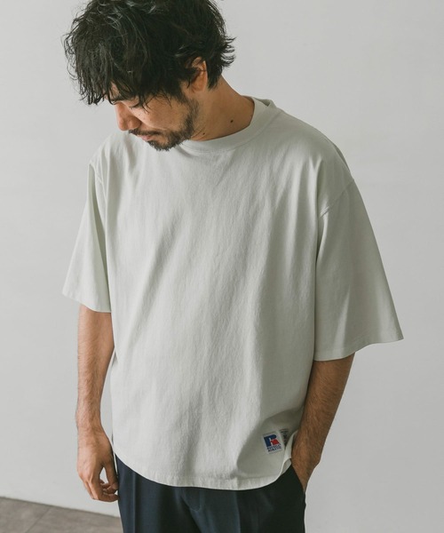 Russell Athletic（ラッセルアスレティック）の「『別注』RUSSELL ATHLETIC×DOORS　オーバーダイヘビーオンスTシャツ（Tシャツ/カットソー・メンズ・グリーン/ホワイト系その他/ブルー系その他/スミクロ・MEDIUM/LARGE/X-LARGE）」の6枚目の写真