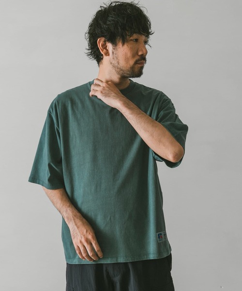 Russell Athletic（ラッセルアスレティック）の「『別注』RUSSELL ATHLETIC×DOORS　オーバーダイヘビーオンスTシャツ（Tシャツ/カットソー・メンズ・グリーン/ホワイト系その他/ブルー系その他/スミクロ・MEDIUM/LARGE/X-LARGE）」の7枚目の写真