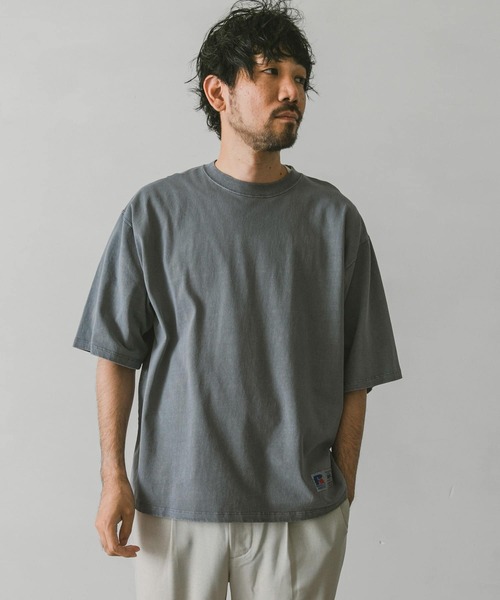 Russell Athletic（ラッセルアスレティック）の「『別注』RUSSELL ATHLETIC×DOORS　オーバーダイヘビーオンスTシャツ（Tシャツ/カットソー・メンズ・グリーン/ホワイト系その他/ブルー系その他/スミクロ・MEDIUM/LARGE/X-LARGE）」の10枚目の写真