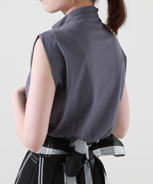 Cheek（チーク）の「ドレープノースリカットソー（Tシャツ/カットソー・レディース・チャコールグレー/オフホワイト/ブラック・MEDIUM）」の16枚目の写真
