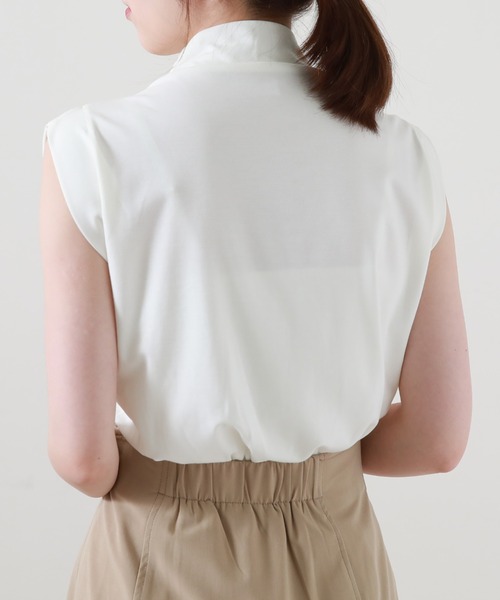 Cheek（チーク）の「ドレープノースリカットソー（Tシャツ/カットソー・レディース・チャコールグレー/オフホワイト/ブラック・MEDIUM）」の10枚目の写真