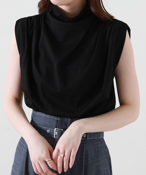Cheek（チーク）の「ドレープノースリカットソー（Tシャツ/カットソー・レディース・チャコールグレー/オフホワイト/ブラック・MEDIUM）」の4枚目の写真