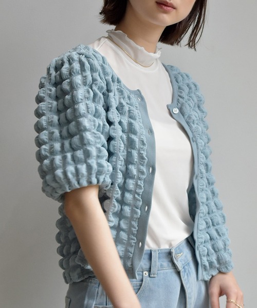 RETRO GIRL（レトロガール）の「シアーHN5分袖Tee（Tシャツ/カットソー・レディース・オフホワイト/グリーン/アイボリー/ラベンダー・FREE）」の9枚目の写真