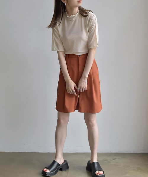 RETRO GIRL（レトロガール）の「シアーHN5分袖Tee（Tシャツ/カットソー・レディース・オフホワイト/グリーン/アイボリー/ラベンダー・FREE）」の16枚目の写真