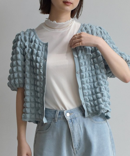 RETRO GIRL（レトロガール）の「シアーHN5分袖Tee（Tシャツ/カットソー・レディース・オフホワイト/グリーン/アイボリー/ラベンダー・FREE）」の8枚目の写真