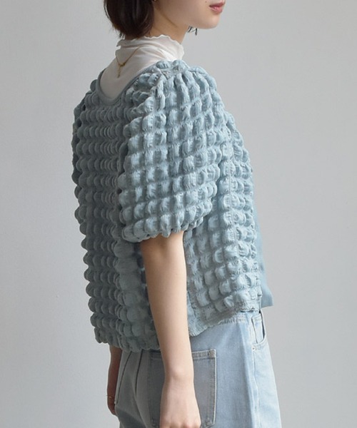 RETRO GIRL（レトロガール）の「シアーHN5分袖Tee（Tシャツ/カットソー・レディース・オフホワイト/グリーン/アイボリー/ラベンダー・FREE）」の10枚目の写真