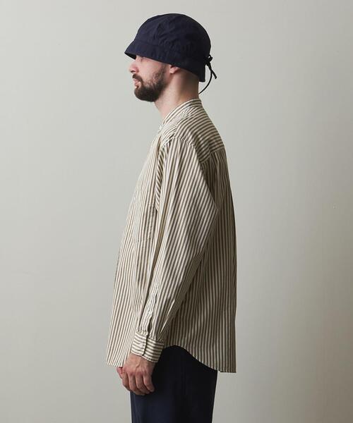 Steven Alan（スティーブンアラン）の「＜Steven Alan＞ 80/2 STRIPE BAND COLLAR SHIRT -LOOSE/シャツ（シャツ/ブラウス・メンズ・ベージュ/ブラウン・S/M/L/XL）」の3枚目の写真