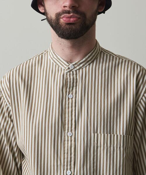 Steven Alan（スティーブンアラン）の「＜Steven Alan＞ 80/2 STRIPE BAND COLLAR SHIRT -LOOSE/シャツ（シャツ/ブラウス・メンズ・ベージュ/ブラウン・S/M/L/XL）」の6枚目の写真