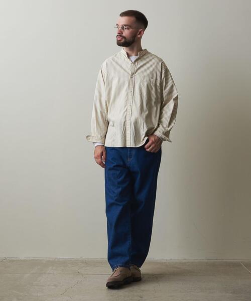 Steven Alan（スティーブンアラン）の「＜Steven Alan＞ 80/2 STRIPE BAND COLLAR SHIRT -LOOSE/シャツ（シャツ/ブラウス・メンズ・ベージュ/ブラウン・S/M/L/XL）」の13枚目の写真