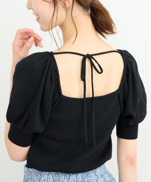 FREE'S MART（フリーズマート）の「◆2Wayデコルテリボンショート丈ニット（ニット/セーター・レディース・ブラック/ホワイト/ピンク・FREE）」の6枚目の写真