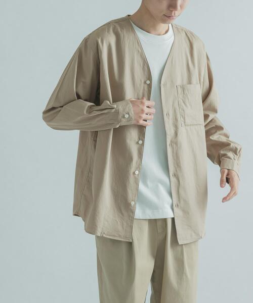 FORK&SPOON(フォークアンドスプーン)の「FORK&SPOON ノーカラーロングスリーブシャツ(シャツ/ブラウス・メンズ・ベージュ系その他/グリーン系その他・4/5)」の17枚目の写真