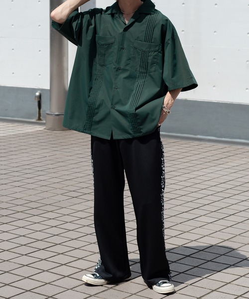 セール】ダブルポケット開襟キューバシャツ（シャツ/ブラウス
