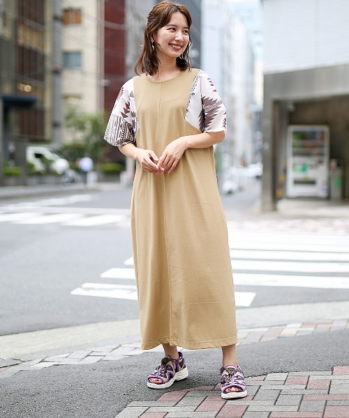 チチカカ（チチカカ）の「袖ナバホプリント２ｗａｙワンピース（ワンピース・レディース・ブラック/ベージュ/グリーン・FREE）」の6枚目の写真