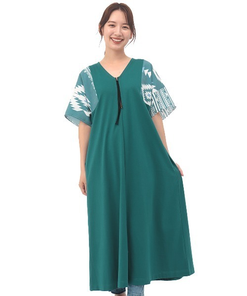 チチカカ（チチカカ）の「袖ナバホプリント２ｗａｙワンピース（ワンピース・レディース・ブラック/ベージュ/グリーン・FREE）」の11枚目の写真