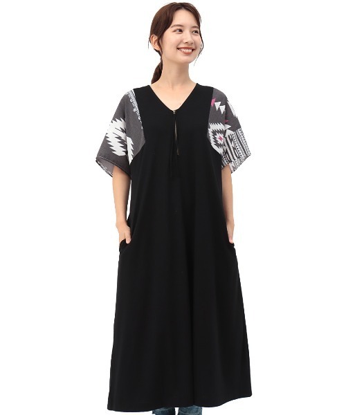 チチカカ（チチカカ）の「袖ナバホプリント２ｗａｙワンピース（ワンピース・レディース・ブラック/ベージュ/グリーン・FREE）」の12枚目の写真